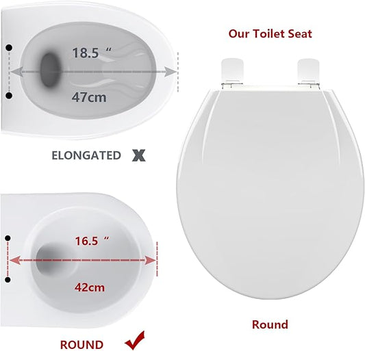 Round Toilet Seat, Soft-Slow Close, 17 Inch Round Toilet Seat For Round Toilets, Quiet-Close Lid And Seat, Easy To Install And Clean, Never Loosen, White