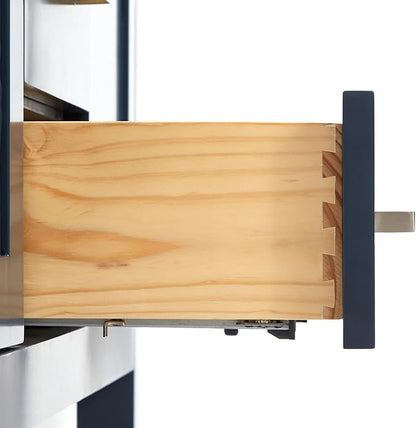 ARIEL Bayhill 72-inch Bathroom Vanity with Sink,Solid Wood, 1.5-inch Carrara White Quartz Countertop, Double Rectangular Porcelain Sink, 2 Soft Closing Doors, 3 Dovetail Drawers, Midnight Blue