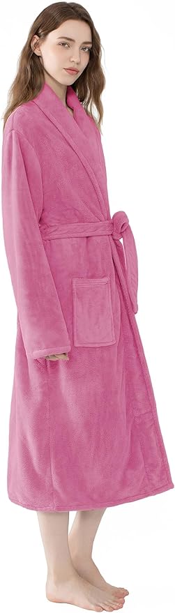 Soft Robe For Women，Warm Plush Bath Robes Female，Spa Towel After Shower Lightweight Long Bathrobe