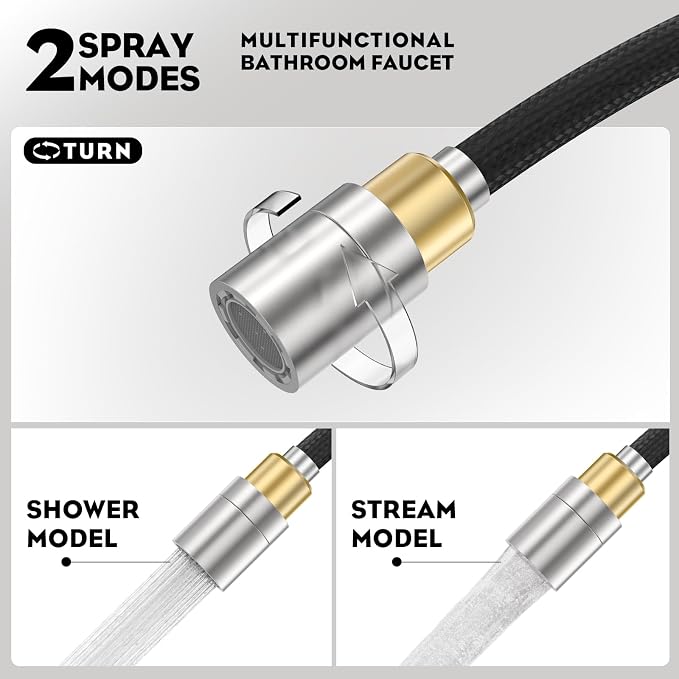 High Arc Pull Out Sprayer Bathroom Faucet,Brushed Nickel Single Handle Pull Down Faucet with Pop-Up Drain,1 or 3 Hole 2 Model RV Bar Laundry Utility Sink Faucet with Deck Plate, WE08CL-ZY-BN