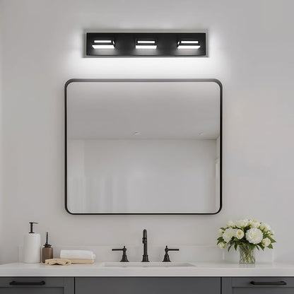 LED Modern Bathroom Light Fixtures, 3-Light 24-Inch Dimmable 5CCT Adjustable Matte Black Vanity Lights for Bathroom Lighting Fixtures Over Mirror, 350° Rotatable Wall Lamp