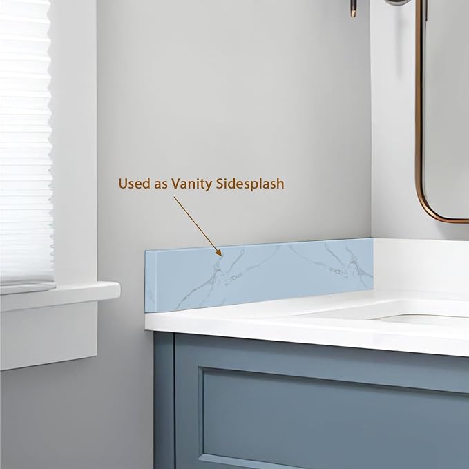 21 in. W x 4 in. H Sidesplash in Golden Calacatta, 21 Inch Universal Bathroom Vanity Sidesplashes, Quartz Side Splash for Bathroom Vanity Sink Top