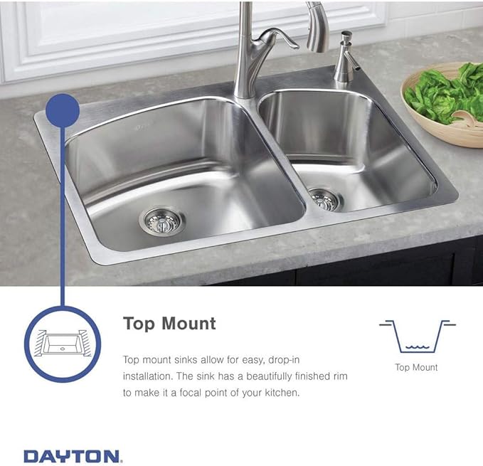 Elkay D125213 Dayton Single Bowl Drop-in Stainless Steel Sink 25 x 21