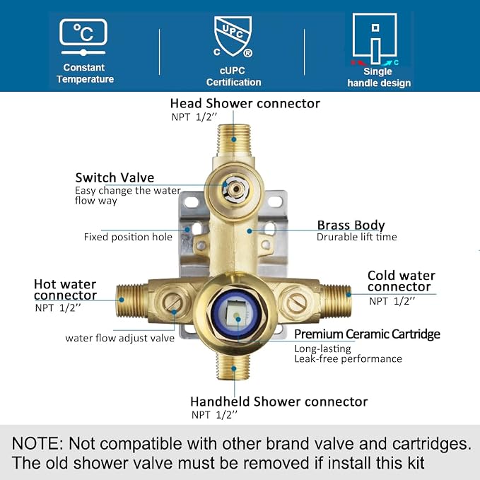 Shower Faucet Set Brushed Gold Rianfall 12 Inch Shower Head and Handle Set Bathroom Rain Shower System Wall Mounted Shower Fixture Include Shower Valve and Trim Kit