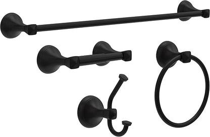 Delta Esato (1-Pack) Hand Towel Holder Matte Black Towel Racks for Bathroom Wall Round Towel Ring Holder for Bath Towel Hanger for Kitchen, Bathroom Accessories ESA46-MB