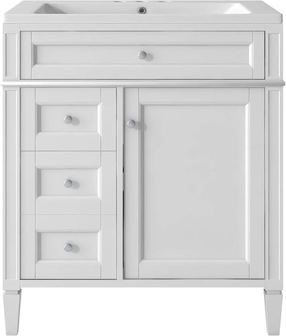 Merax 30 inch Bathroom Vanity with Ceramic Sink, Solid Wood Frame Modern Bathroom Sink Storage Cabinet with 2 Drawers and a Tip-Out Drawer, Single Sink Bathroom Vanities, White