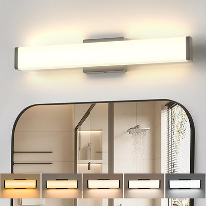 Amico Bathroom Light Fixtures, 16 inch Dimmable 5CCT Led Modern Vanity Lights for Bathroom, Black Wall Lamp for Mirror, Living Room, Kitchen, Hallway, Cabinet Porch-ETL Certificated