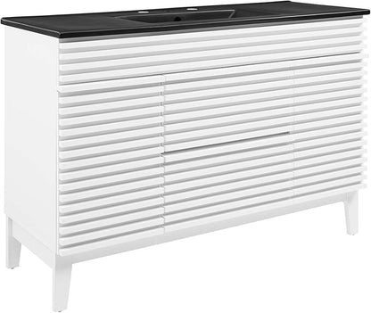 Modway Render 48" Single Bathroom Vanity in White Black