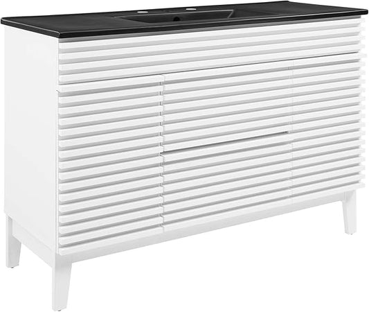 Modway Render 48" Single Bathroom Vanity in White Black