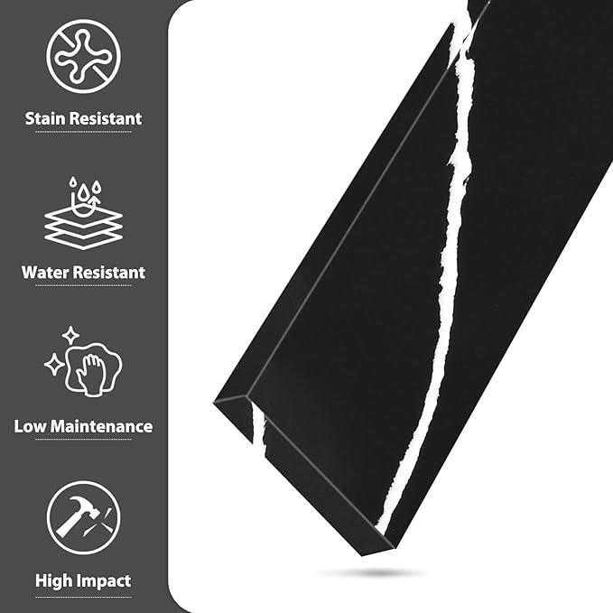 21 in. W x 4 in. H Sidesplash in Black Marquina, Quartz Side Splash for Bathroom Vanity Sink Top, 21 Inch Universal Bathroom Vanity Sidesplashes