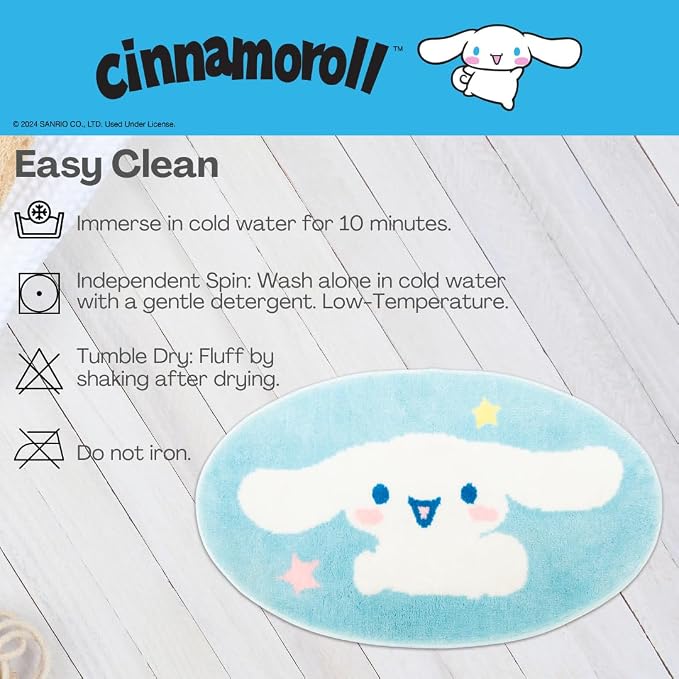 Collectibles Cinnamoroll Cotton Non Slip Plush Bathroom Mat Rug (Officially Licensed Product) by Franco