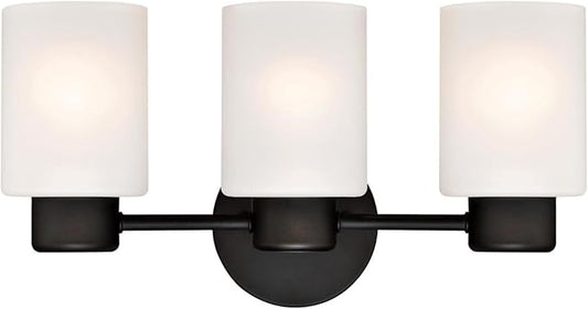 Westinghouse 6354100 Sylvestre Three-Light Indoor Wall Fixture, Oil Rubbed Bronze Finish with Frosted Glass