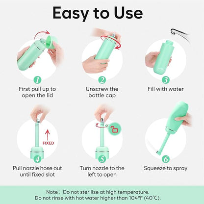 Easy@Home Portable Bidet for Travel: Peri Bottle for Postpartum Care - Handheld Sprayer for Women & Men | 380ml(12.8oz) Large Personal Hygiene Cleaning Bottle | BPA-Free | EPB-01 Green