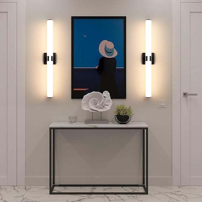 Black Bathroom Vanity Light Fixtures, 31 inch Modern Bathroom Light Fixtures Over Mirror Sconce Lighting 28W 3000K LED Dimmable Vanity Light Bar for Mirror Bedroom Living Room