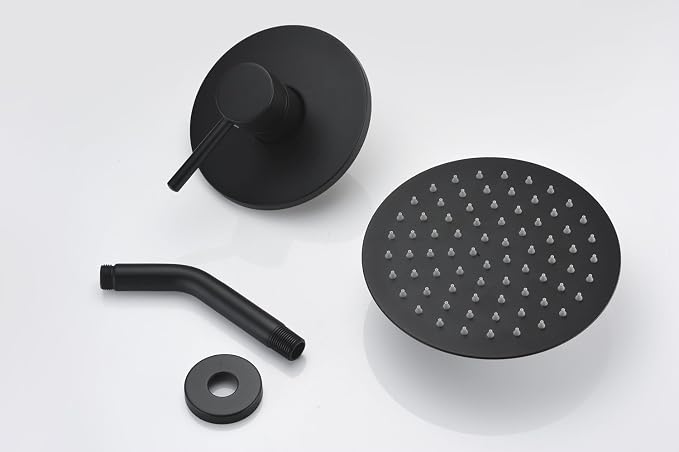 sumerain Black Shower Faucet, Matte Black Shower Fixtures Shower Mixer, Rough-in Valve Included | Shower Fixtures, Shower Mixer, Brass Rough-in Valve Included, 8 Inches High Pressure Stainless Steel Rain Shower Head
