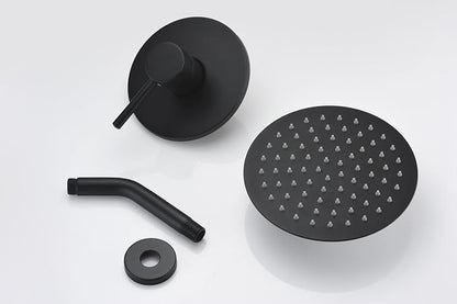 sumerain Black Shower Faucet, Matte Black Shower Fixtures Shower Mixer, Rough-in Valve Included | Shower Fixtures, Shower Mixer, Brass Rough-in Valve Included, 8 Inches High Pressure Stainless Steel Rain Shower Head