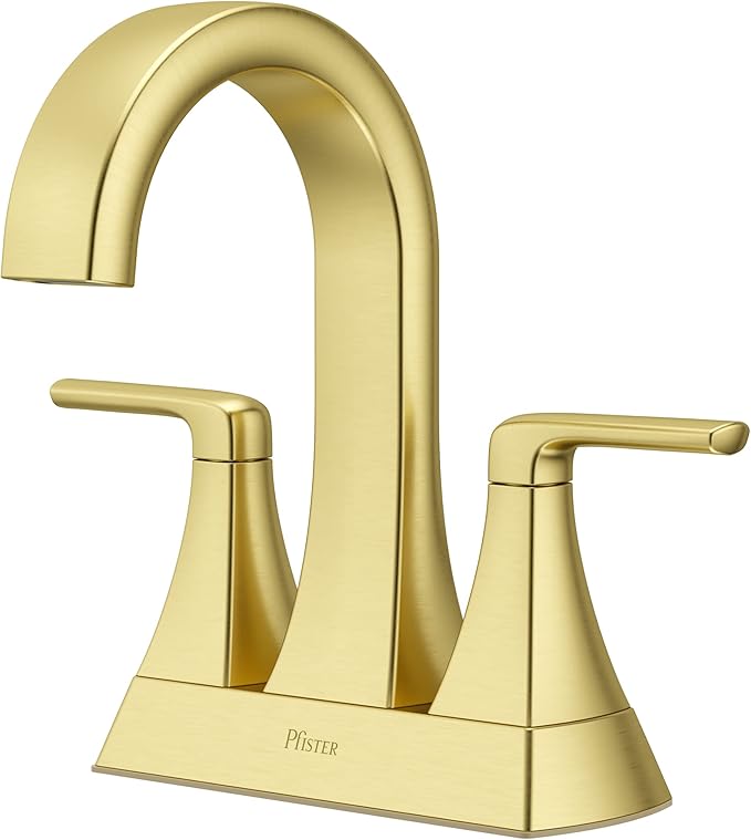 Pfister Bruxie Bathroom Sink Faucet, 4-Inch Centerset, 2-Handle, 3-Hole, NSF Certified, Brushed Gold Finish, LF048BIEBG