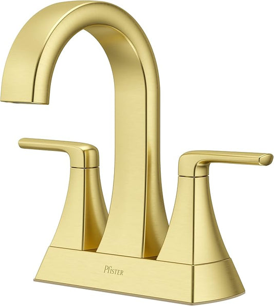 Pfister Bruxie Bathroom Sink Faucet, 4-Inch Centerset, 2-Handle, 3-Hole, NSF Certified, Brushed Gold Finish, LF048BIEBG