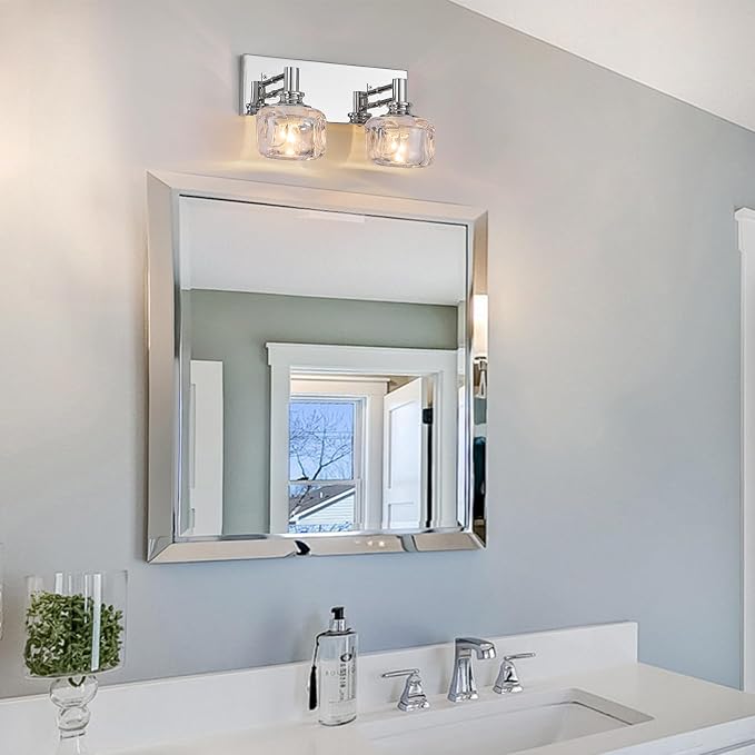 Chrome Vanity Light 2 Lights Vanity Lights for Bathroom Light Fixtures(13.3inches in Length)