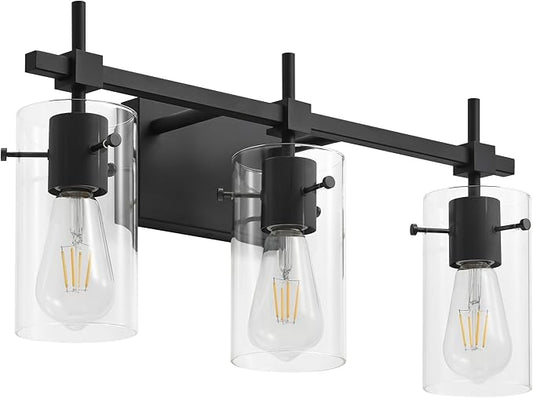 SOLFART 3 Lights Black Vanity Lights for Bathroom Wall Light Fixtures Bathroom Light Fixtures Over Mirror Bath Vanity Light Black