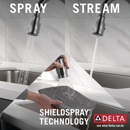 Delta Leland Brushed Nickel Touch Kitchen Faucet with Pull Down Sprayer, Traditional Single Hole Touch On Kitchen Sink Faucet, Single Handle, Arctic Stainless 9178T-AR-DST