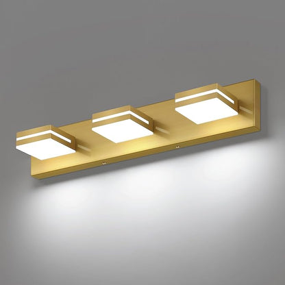 SineRise LED Modern Bathroom Vanity Light Fixtures (3-Light, 24-Inch), Brass Modern Acrylic Bathroom Wall Lighting Fixtures Over Mirror (Cool White 6000K)