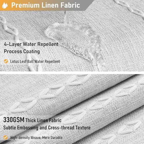 BTTN 60x72 Boho Farmhouse Linen Heavy Duty Shower Curtain Set, Grey/Gray
