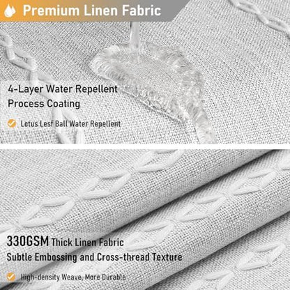 BTTN 60x72 Boho Farmhouse Linen Heavy Duty Shower Curtain Set, Grey/Gray