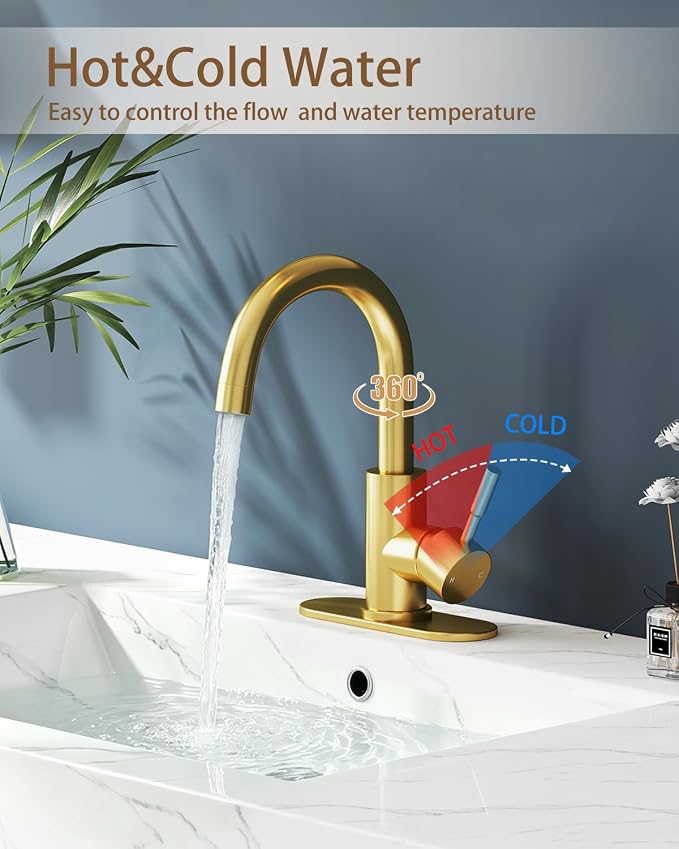 Bathroom Faucets, Bar Sink Faucet Single Hole for Bathroom Kitchen Campers with Pop-Up Drain Hose, Suitable for Farmhouse Vanity Lavatory