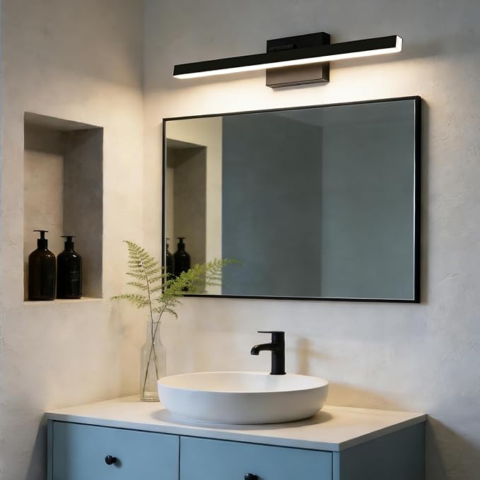 IZORRO Modern Bathroom Vanity Light 32 inch, Rotatable, 24W Dimmable Led Bathroom Light Fixture Over Mirror, Black Vanity Light Bar (5 Color Temperature)