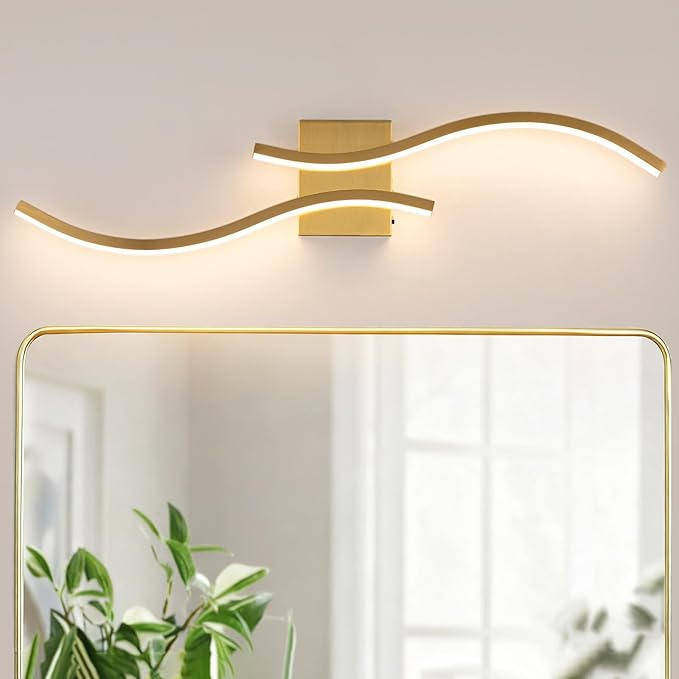 Bathroom Vanity Light Fixture, 26W 5CCT Dimmable Modern Led Bathroom Light Fixtures Over Mirror, LED Vanity Lighting Bar for Bathrooms (Gold, 31.5inch)