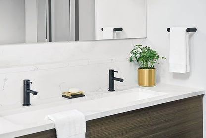 Moen Align Matte Black One-Handle Modern Bathroom Faucet with Drain Assembly and Optional Deckplate, 6190BL