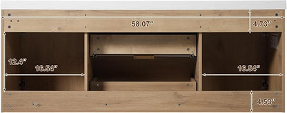 60'' Floating Bathroom Vanity with Sink, Wall-Mounted Cabinet with Handle | 2 Drawer & 2Doors, SMC Resin Top Undermount Basin, Soft-Close, MDF Cabinet for Large Bathrooms, Hotels, Office Buildings