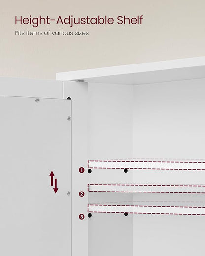VASAGLE Bathroom Cabinet with Mirror, Wall Cabinet with 2 Mirrored Doors, Adjustable Shelf, Open Compartment, Wall-Mounted, 5.9 x 25.6 x 29.5 Inches, White ULHC012W01
