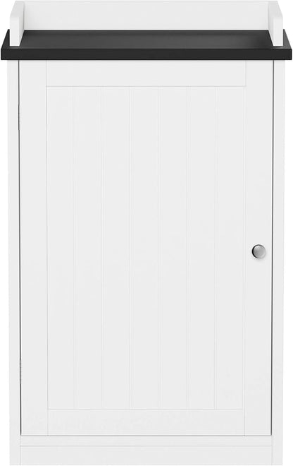 Lavish Home 2-Tier Bathroom Floor Storage Cabinet – 29” Tall Free Standing White Cupboard with Adjustable Shelf, Shutter-Style & Slatted Look Door – Towel, Toiletries, or Laundry Organizer