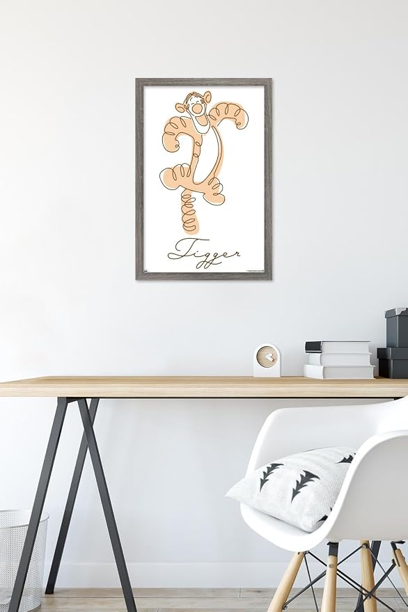 Trends International Disney Winnie The Pooh (1966) - Tigger Wall Poster, 22.4L x 14.7W, Barnwood Framed Version
