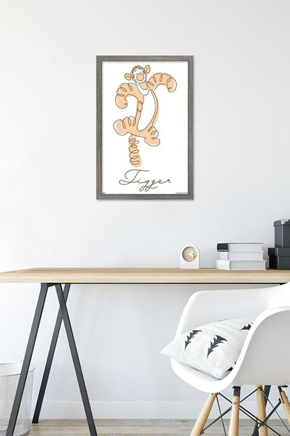 Trends International Disney Winnie The Pooh (1966) - Tigger Wall Poster, 22.4L x 14.7W, Barnwood Framed Version