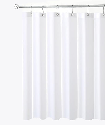 Fabric Shower Curtain Liner 72"W x 65"L-White Short Height Shower Liners | Hotel Quality Water Resistant Shower Liners for Bathroom-Machine Washable Cloth Polyester Bath Curtain-Rental Apartment Home