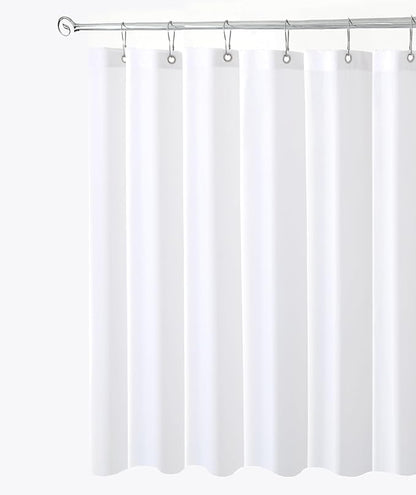 Biscaynebay Fabric Shower Stall Curtain Liners, White 40 Inch Width by 72 Inch Length, Water Resistant Bathroom Curtains, Rust Resistant Grommets (7 Holes) Weighted Bottom Machine Washable