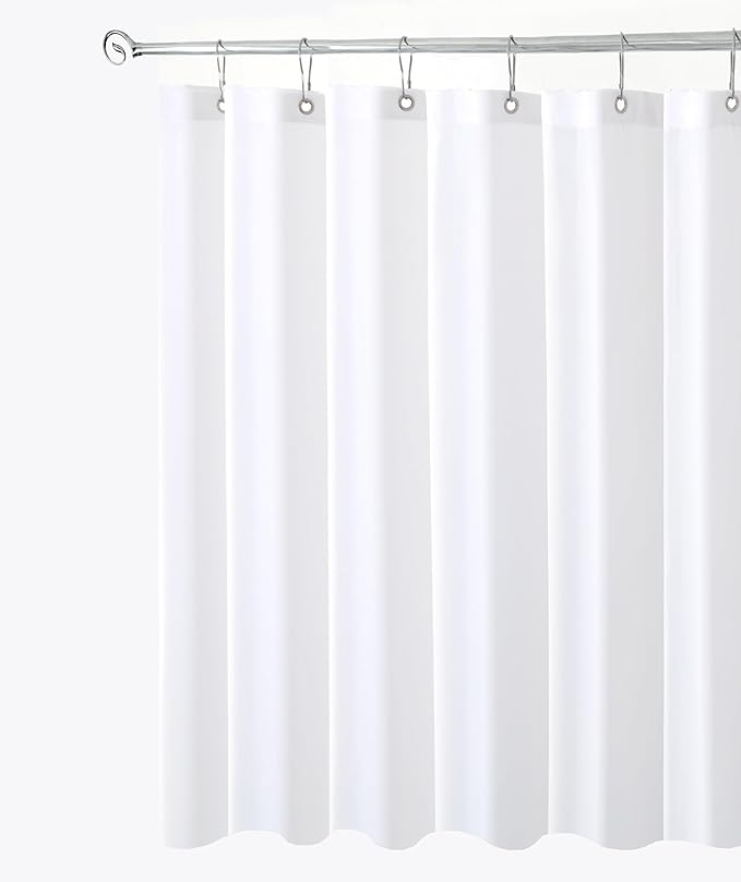 Fabric Shower Curtain Liner 54"W x 72"L-White Narrow Stall Shower Liners | Hotel Quality Water Resistant Shower Liners for Bathroom-Machine Washable Cloth Polyester Light Weight Bath Curtain RV Dorms