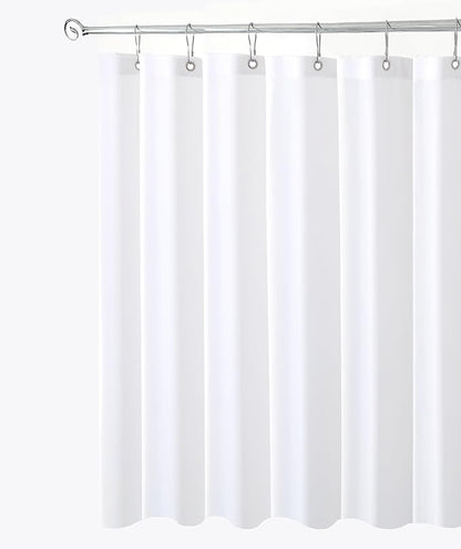 Fabric Shower Curtain Liner 40"W x 72"L-White Narrow Stall Shower Liners | Hotel Quality Water Resistant Shower Liners for Bathroom-Machine Washable Cloth Polyester Light Weight Bath Curtain RV Dorms