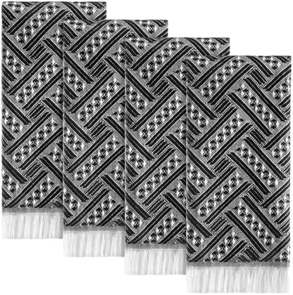 HunnmingRe 4 Pack Boho Hand Towel for Kitchen, Black,White