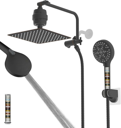 10" Metal Filtered Shower Head with 10-Mode Handheld, Oil Rubbed Bronze | NSF/ANSI/CAN 372 Certified, High Pressure Showerhead Combo, 20 Stage Shower Filter, 11" Shower Arm, 71" Hose, Shower Holder