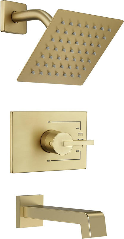 Shower Faucet Set, Brushed Gold, 6 Inch Shower Head& Tub Faucet | Gold Shower Faucet Set,Tub Faucet Set,Shower Faucet,Brushed Gold Shower Faucet Set,Bathtub Shower System
