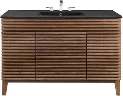 Modway Render 48" Single Bathroom Vanity in Walnut Black