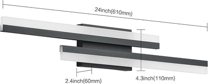 PRESDE 24 Inch LED Bathroom Vanity Light Bar, Modern Black Wall Lighting Fixture Over Mirror 5CCT