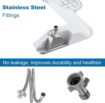 Bidet Attachment for Toilet, Non-Electric Bidet Self-Cleaning Dual Nozzle (Feminine/Rear Wash), Cold Water Bidets Sprayer for Existing Toilets Cover with Adjustable Pressure, Easy to Install, Chrome