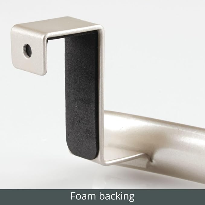 mDesign Steel Over Door Curved Towel Bar Storage, Hanger for Cabinet or Cupboard, Holder Rack for Kitchen, Bathroom - Holds Hand/Dish Towels, Washcloths - Spira Collection - 2 Pack - Satin