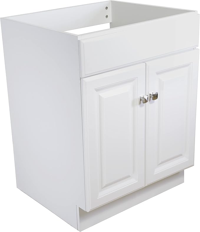 Design House Wyndham Bath Vanity Without Top, 2 Cabinet Doors, for 25-in. x 19-in. Vanity Top, Flush to Floor, Easy Assembly, for Bathroom, White, 21.0 in. L x 24.0 in. W x 31.5 in. H, 597138