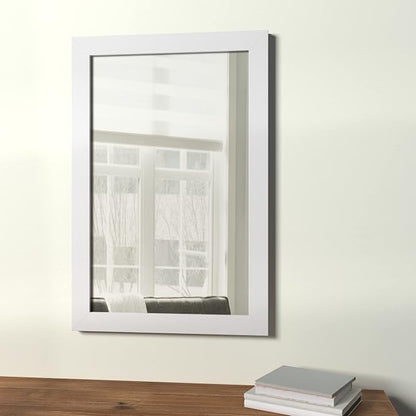 Amazon Basics Rectangular Wall Mount Mirror for Bedroom, Living Room, Entryway, Wide Trim, 24" x 36", White